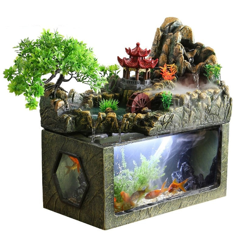Fontaine avec aquarium à poisson