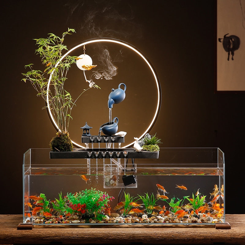 Aquarium style japonais - Fontaine Raffinée - 80x30x73 cm